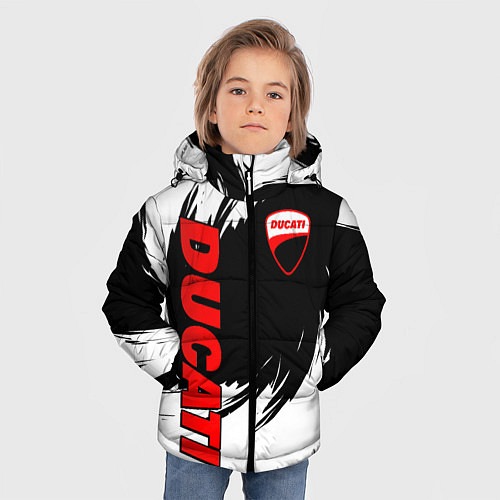 Зимняя куртка для мальчика Ducati - мазки краски / 3D-Красный – фото 3
