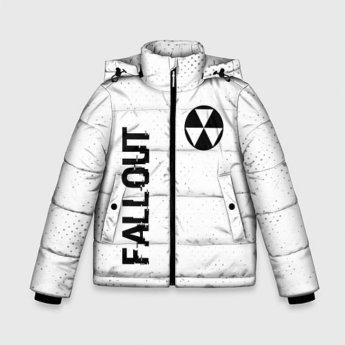 Зимняя куртка для мальчика Fallout glitch на светлом фоне: надпись, символ / 3D-Черный – фото 1