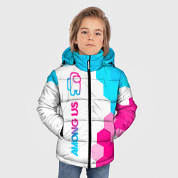 Куртка зимняя для мальчика Among Us neon gradient style: по-вертикали, цвет: 3D-черный — фото 2