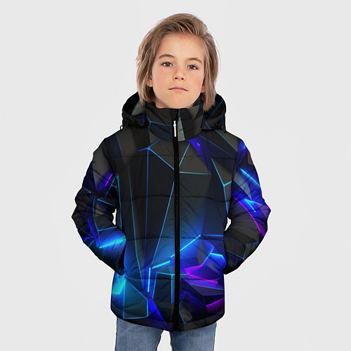 Зимняя куртка для мальчика Неоновые частицы / 3D-Красный – фото 3