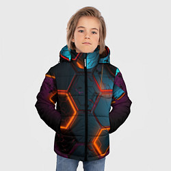 Куртка зимняя для мальчика Неоновые оранжевые плиты, цвет: 3D-светло-серый — фото 2