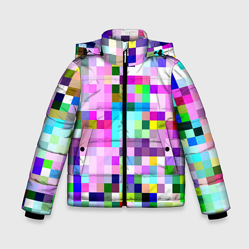 Зимняя куртка для мальчика Пиксельная яркая абстракция / 3D-Черный – фото 1