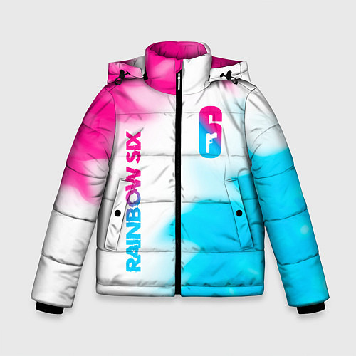 Зимняя куртка для мальчика Rainbow Six neon gradient style: надпись, символ / 3D-Черный – фото 1