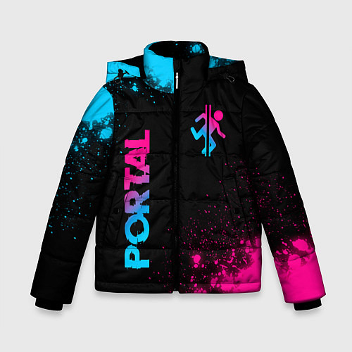 Зимняя куртка для мальчика Portal - neon gradient: надпись, символ / 3D-Черный – фото 1