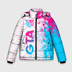 Куртка зимняя для мальчика GTA neon gradient style: по-вертикали, цвет: 3D-черный