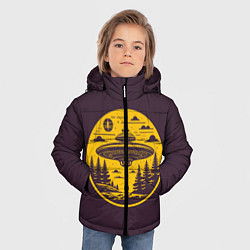 Куртка зимняя для мальчика Инопланетное вторжение летающая тарелка, цвет: 3D-красный — фото 2
