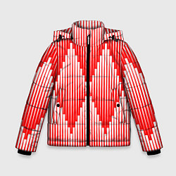 Куртка зимняя для мальчика Красные белые большие ромбы, цвет: 3D-светло-серый