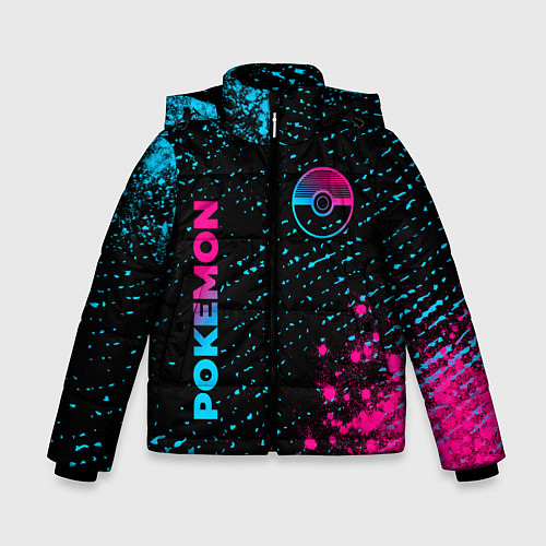 Зимняя куртка для мальчика Pokemon - neon gradient: надпись, символ / 3D-Черный – фото 1