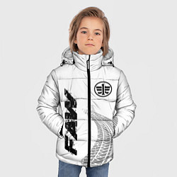 Куртка зимняя для мальчика FAW speed на светлом фоне со следами шин: надпись,, цвет: 3D-черный — фото 2