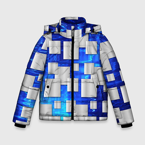 Зимняя куртка для мальчика Стальные квадраты / 3D-Черный – фото 1