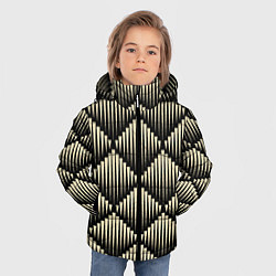 Куртка зимняя для мальчика Большие золотые выпуклые ромбы, цвет: 3D-черный — фото 2