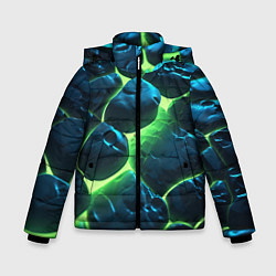 Куртка зимняя для мальчика Разлом зеленых плит с неоном, цвет: 3D-светло-серый