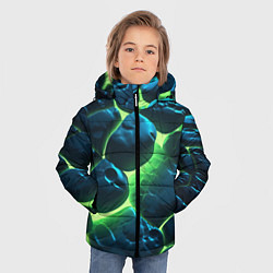Куртка зимняя для мальчика Разлом зеленых плит с неоном, цвет: 3D-светло-серый — фото 2
