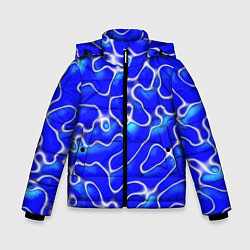 Куртка зимняя для мальчика Синий волнистый рисунок, цвет: 3D-черный