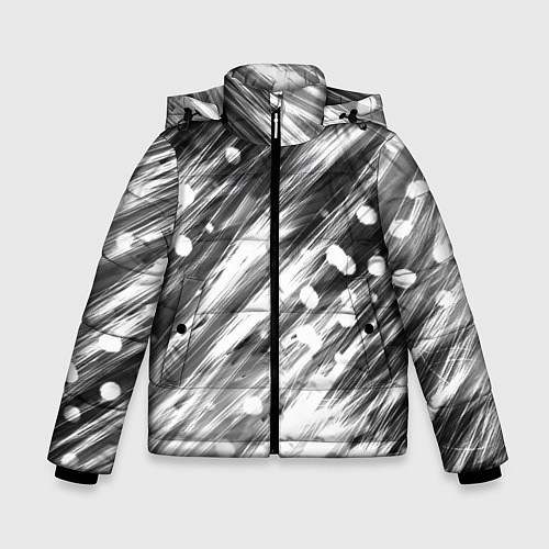 Зимняя куртка для мальчика Черно-белые штрихи / 3D-Черный – фото 1