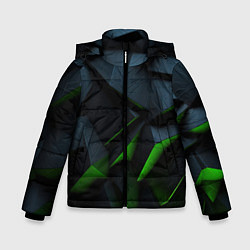 Куртка зимняя для мальчика Черные и зеленые плиты, цвет: 3D-черный