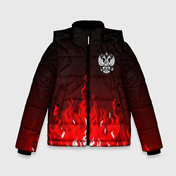 Куртка зимняя для мальчика Герб РФ - красное пламя, цвет: 3D-черный