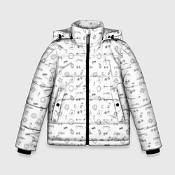 Куртка зимняя для мальчика Спортивные аксессуары паттерн, цвет: 3D-черный
