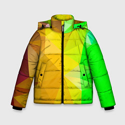 Куртка зимняя для мальчика Жёлто-зелёная геометрия, цвет: 3D-красный