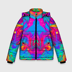 Куртка зимняя для мальчика Красочная зеркальная абстракция - мода - нейросеть, цвет: 3D-черный