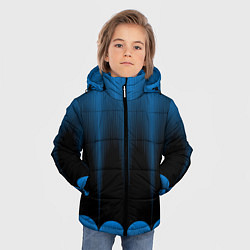 Куртка зимняя для мальчика Сине-черный градиент в полоску, цвет: 3D-черный — фото 2