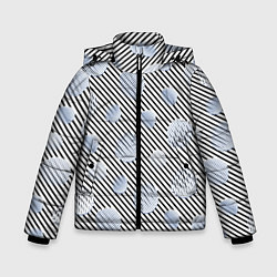 Зимняя куртка для мальчика Серебристые круги на полосатом фоне