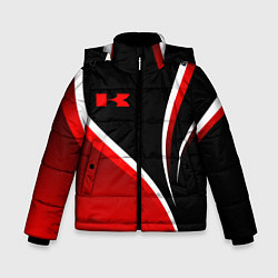 Куртка зимняя для мальчика Кавасаки - красные волны, цвет: 3D-светло-серый
