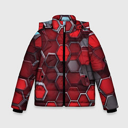 Куртка зимняя для мальчика Cyber hexagon red, цвет: 3D-черный