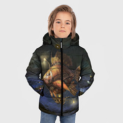 Куртка зимняя для мальчика Рыба-дирижабль в ночи, цвет: 3D-черный — фото 2