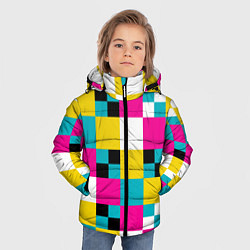 Куртка зимняя для мальчика Геометрический ретро узор cmyk, цвет: 3D-светло-серый — фото 2