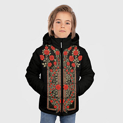 Куртка зимняя для мальчика Растительный цветочный орнамент - красные розы на, цвет: 3D-светло-серый — фото 2