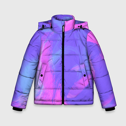 Зимняя куртка для мальчика Сиреневая абстракция / 3D-Черный – фото 1