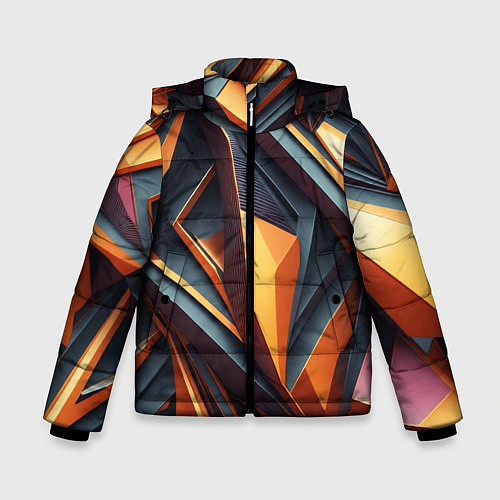 Зимняя куртка для мальчика Разноцветная 3D геометрия узоров метавселенной / 3D-Черный – фото 1