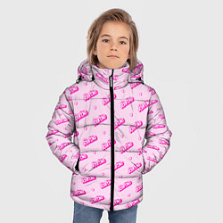 Куртка зимняя для мальчика Паттерн - Барби и сердечки, цвет: 3D-светло-серый — фото 2