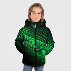Куртка зимняя для мальчика Green neon lines, цвет: 3D-светло-серый — фото 2