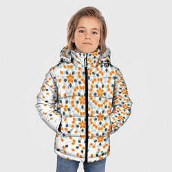Куртка зимняя для мальчика Плитки Пенроуза в оранжево серой палитре, цвет: 3D-светло-серый — фото 2