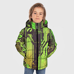 Куртка зимняя для мальчика Кибер схемы кислотно-зелёные, цвет: 3D-черный — фото 2