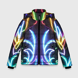 Куртка зимняя для мальчика Зеркальный неоновый паттерн - нейросеть, цвет: 3D-светло-серый