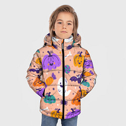 Куртка зимняя для мальчика Halloween - pumpkins and ghosts, цвет: 3D-красный — фото 2