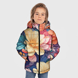 Куртка зимняя для мальчика Водянная лилия лотосы кувшинки, цвет: 3D-светло-серый — фото 2