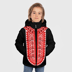 Куртка зимняя для мальчика Красный орнамент в руском стиле, цвет: 3D-красный — фото 2