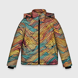 Куртка зимняя для мальчика Разноцветные волнистые линии, цвет: 3D-черный