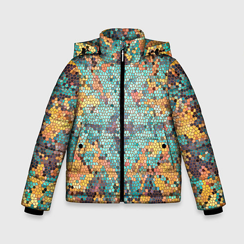 Зимняя куртка для мальчика Яркий мозаичный узор / 3D-Красный – фото 1