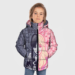 Куртка зимняя для мальчика Барби и Уэнсдей - мои две личности: в стиле тату, цвет: 3D-черный — фото 2