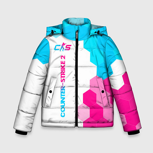 Зимняя куртка для мальчика Counter-Strike 2 neon gradient style: по-вертикали / 3D-Черный – фото 1