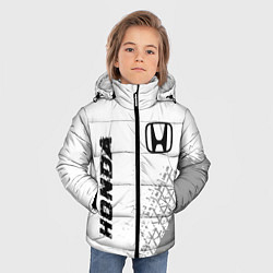 Куртка зимняя для мальчика Honda speed на светлом фоне со следами шин: надпис, цвет: 3D-черный — фото 2
