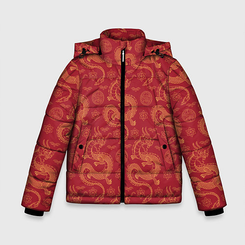 Зимняя куртка для мальчика Dragon red pattern / 3D-Черный – фото 1