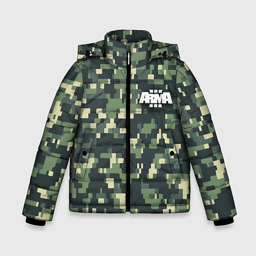 Зимняя куртка для мальчика Арма 3 - зелёное хаки / 3D-Черный – фото 1