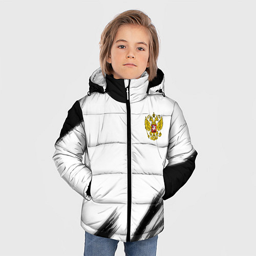 Зимняя куртка для мальчика Russia sport черно белый / 3D-Красный – фото 3
