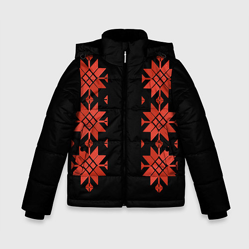 Зимняя куртка для мальчика Удмуртский - вертикаль black 2 / 3D-Черный – фото 1